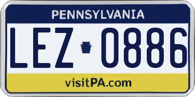 PA license plate LEZ0886