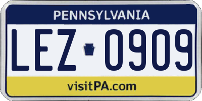 PA license plate LEZ0909