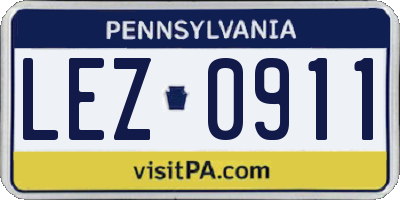PA license plate LEZ0911