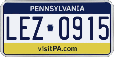 PA license plate LEZ0915