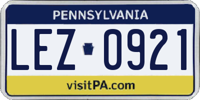 PA license plate LEZ0921