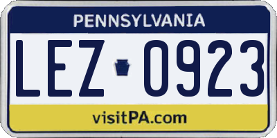 PA license plate LEZ0923