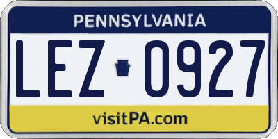 PA license plate LEZ0927