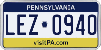 PA license plate LEZ0940