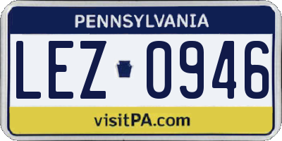 PA license plate LEZ0946