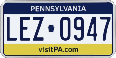 PA license plate LEZ0947
