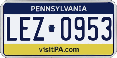 PA license plate LEZ0953