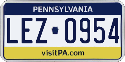 PA license plate LEZ0954
