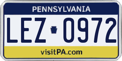 PA license plate LEZ0972
