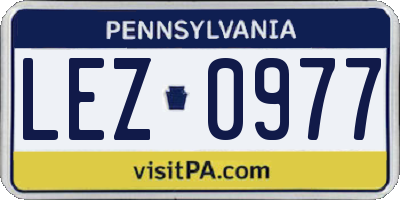 PA license plate LEZ0977