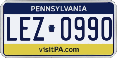 PA license plate LEZ0990