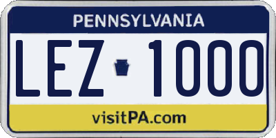 PA license plate LEZ1000