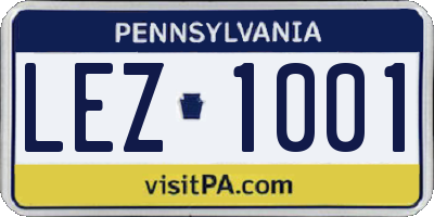 PA license plate LEZ1001