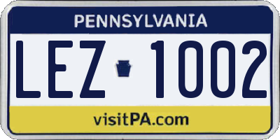PA license plate LEZ1002