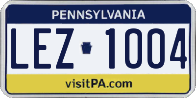 PA license plate LEZ1004