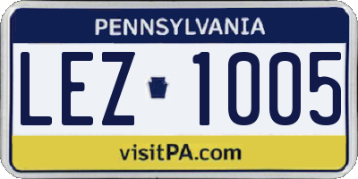 PA license plate LEZ1005