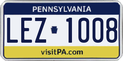 PA license plate LEZ1008