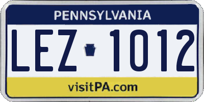 PA license plate LEZ1012
