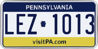 PA license plate LEZ1013