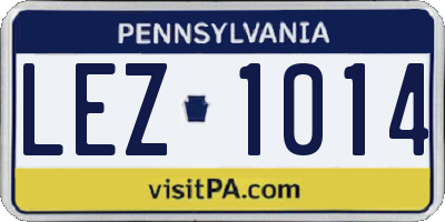 PA license plate LEZ1014