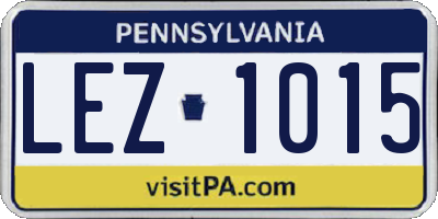 PA license plate LEZ1015