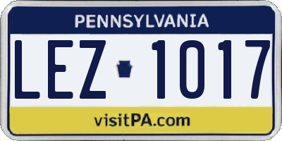 PA license plate LEZ1017