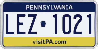 PA license plate LEZ1021