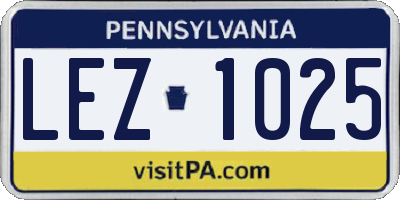PA license plate LEZ1025
