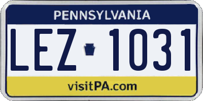 PA license plate LEZ1031
