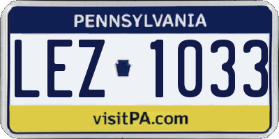 PA license plate LEZ1033