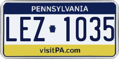 PA license plate LEZ1035