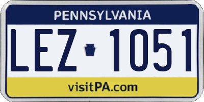 PA license plate LEZ1051
