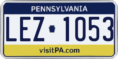 PA license plate LEZ1053