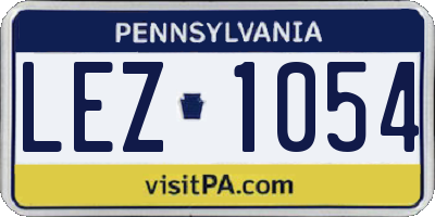 PA license plate LEZ1054