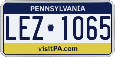 PA license plate LEZ1065