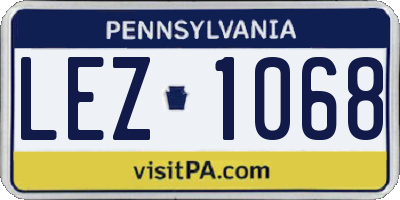 PA license plate LEZ1068