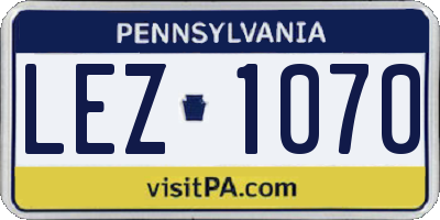 PA license plate LEZ1070