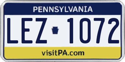 PA license plate LEZ1072