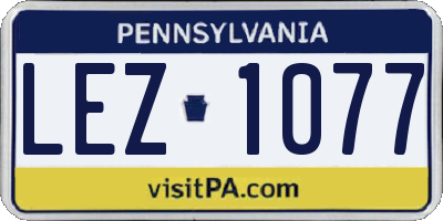 PA license plate LEZ1077