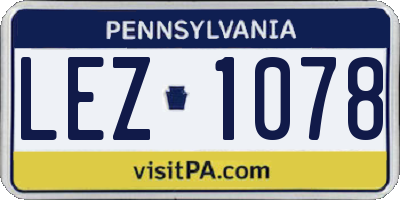PA license plate LEZ1078
