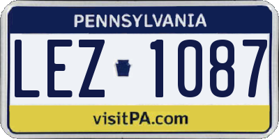 PA license plate LEZ1087