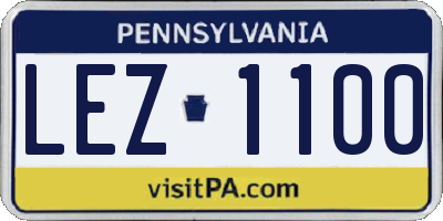 PA license plate LEZ1100