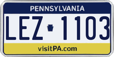 PA license plate LEZ1103
