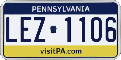 PA license plate LEZ1106