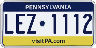 PA license plate LEZ1112