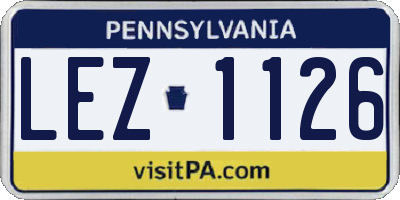 PA license plate LEZ1126