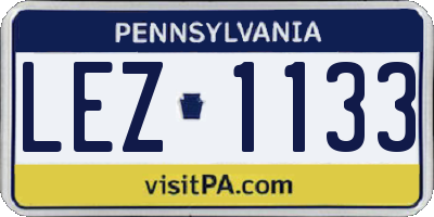 PA license plate LEZ1133
