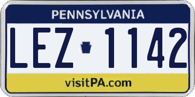 PA license plate LEZ1142