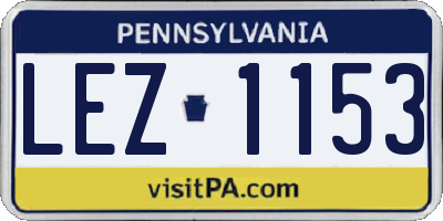 PA license plate LEZ1153