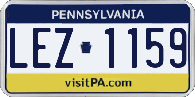 PA license plate LEZ1159
